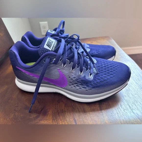 Nike Zoom Pegasus 34 Women’s 9 Dark Purple Athletic Sneakers Running Shoes - Picture 1 of 4